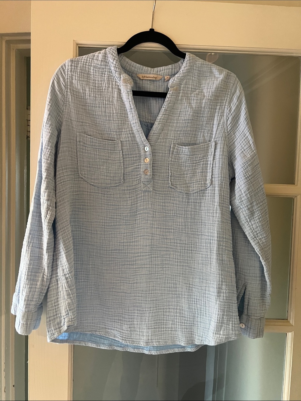 Soft Surroundings Light Blue Gauze Pullover Blouse